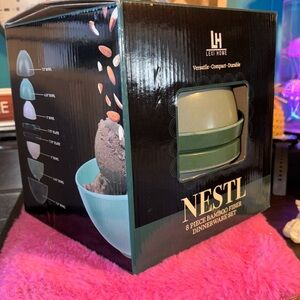 NIB NWT LEXI HOME Melamine and Bamboo set of 6 Bowls and Two Large Lids t